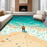 Ultra Soft Area Rug, Non Slip, Stain Resistant, Washable Area Rugs for Living Room, Bedroom, Humorous Fishing Doormat for Porch Entryway(Blue)