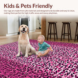 Ultra Soft Area Rug, Non Slip, Stain Resistant, Washable Area Rugs for Living Room, Bedroom, Vibrant Pink Leopard Print Girls Bedroom Rug(Pink)