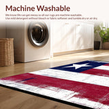 Ultra Soft Area Rug, Non Slip, Stain Resistant, Washable Area Rugs for Living Room, Bedroom, Bold Aged Flag Aesthetic(Red)