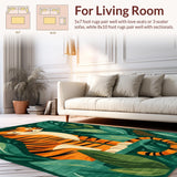 Ultra Soft Area Rug, Non Slip, Stain Resistant, Washable Area Rugs for Living Room, Bedroom, Lively Cartoon Wildlife Pattern(Orange)