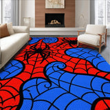 Cartoon Spider Burst Area Rug with Energetic Red Blue Comic Graphics(Red)