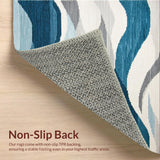 Ultra Soft Area Rug, Non Slip, Stain Resistant, Washable Area Rugs for Living Room, Bedroom, Elegant Oceanic Blue Palette(Gray)