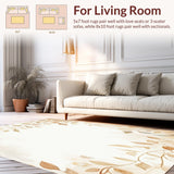 Ultra Soft Area Rug, Non Slip, Stain Resistant, Washable Area Rugs for Living Room, Bedroom, Faded Botanical Print Area with Leafy Vines and Artistic Watercolor Elements(Beige)