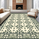 Botanical Medallion with Lattice Trellis and Leaf Motifs(Beige)