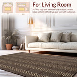 Ultra Soft Area Rug, Non Slip, Stain Resistant, Washable Area Rugs for Living Room, Bedroom, Trendy Abstract Diamond Layout(Brown)