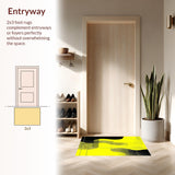 Ultra Soft Area Rug, Non Slip, Stain Resistant, Washable Area Rugs for Living Room, Bedroom, Abstract Linear(Yellow)