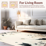 Artistic Nature Inspired Area with Fluttering Wing and Petal Design(Beige)