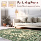 Ultra Soft Area Rug, Non Slip, Stain Resistant, Washable Area Rugs for Living Room, Bedroom, Antique Motif Sage Meditation Space Washable Carpet(Beige)