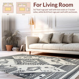 Ultra Soft Area Rug, Non Slip, Stain Resistant, Washable Area Rugs for Living Room, Bedroom, Luxurious Monochrome Fringe Design(Black)