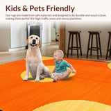 Ultra Soft Area Rug, Non Slip, Stain Resistant, Washable Area Rugs for Living Room, Bedroom, Whimsical Colorful Learning Experience(Orange)