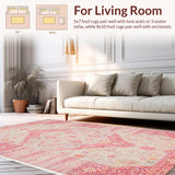 Ultra Soft Area Rug, Non Slip, Stain Resistant, Washable Area Rugs for Living Room, Bedroom, Floral Retro Elegance Blend(Pink)