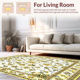 Ultra Soft Area Rug, Non Slip, Stain Resistant, Washable Area Rugs for Living Room, Bedroom, Vintage Beige Yellow Kitchen Area(White)