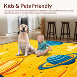 Ultra Soft Area Rug, Non Slip, Stain Resistant, Washable Area Rugs for Living Room, Bedroom, Celestial Vivid Cartoon Imagery(Yellow)