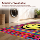 Ultra Soft Area Rug, Non Slip, Stain Resistant, Washable Area Rugs for Living Room, Bedroom, Groovy Contemporary Linear Design(Yellow)