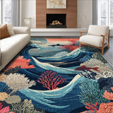 Ultra Soft Area Rug, Non Slip, Stain Resistant, Washable Area Rugs for Living Room, Bedroom, Underwater Predator Ocean Area Rug Aquatic Realm Design(Blue)