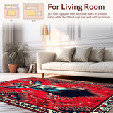 Ultra Soft Area Rug, Non Slip, Stain Resistant, Washable Area Rugs for Living Room, Bedroom, Nature-Inspired Sika Deer Faux Hide Carpet(Red)