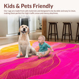 Ultra Soft Area Rug, Non Slip, Stain Resistant, Washable Area Rugs for Living Room, Bedroom, Chic Sunset-Inspired Artistic Flair(Yellow)