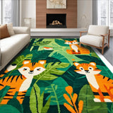 Ultra Soft Area Rug, Non Slip, Stain Resistant, Washable Area Rugs for Living Room, Bedroom, Vibrant Playful Safari Theme(Green)