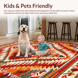 Ultra Soft Area Rug, Non Slip, Stain Resistant, Washable Area Rugs for Living Room, Bedroom, Elegant Southwestern Medallion Style(Orange)