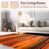 Ultra Soft Area Rug, Non Slip, Stain Resistant, Washable Area Rugs for Living Room, Bedroom, Energetic Flame Orange Aesthetic(Orange)