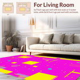 Ultra Soft Area Rug, Non Slip, Stain Resistant, Washable Area Rugs for Living Room, Bedroom, Whimsical Geometric Accent Style(Pink)