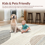 Ultra Soft Area Rug, Non Slip, Stain Resistant, Washable Area Rugs for Living Room, Bedroom, Rustic Off White Wavy Aesthetic(Beige)