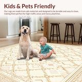 Ultra Soft Area Rug, Non Slip, Stain Resistant, Washable Area Rugs for Living Room, Bedroom, Transitional Beige Lattice Area With Interlocking Diamond Design(Beige)