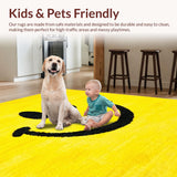 Ultra Soft Area Rug, Non Slip, Stain Resistant, Washable Area Rugs for Living Room, Bedroom, Radiant Contemporary Artistic Touch(Yellow)