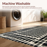 Ultra Soft Area Rug, Non Slip, Stain Resistant, Washable Area Rugs for Living Room, Bedroom, Vintage Inspired Checkerboard Aesthetic(Black)