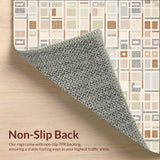 Ultra Soft Area Rug, Non Slip, Stain Resistant, Washable Area Rugs for Living Room, Bedroom, Contemporary Trellis Area High Low Design(Beige)