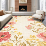Ultra Soft Area Rug, Non Slip, Stain Resistant, Washable Area Rugs for Living Room, Bedroom, Contemporary Subtle Bloom Patterns(Beige)