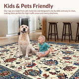 Ultra Soft Area Rug, Non Slip, Stain Resistant, Washable Area Rugs for Living Room, Bedroom, Chic Earthy Floral Motif(Beige)