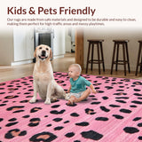 Ultra Soft Area Rug, Non Slip, Stain Resistant, Washable Area Rugs for Living Room, Bedroom, Chic Pink Animal Motif(Pink)