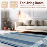 Ultra Soft Area Rug, Non Slip, Stain Resistant, Washable Area Rugs for Living Room, Bedroom, Modern Linear Nautical Design(Blue)