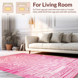 Ultra Soft Area Rug, Non Slip, Stain Resistant, Washable Area Rugs for Living Room, Bedroom, Stylish Contemporary Animal Print(Pink)