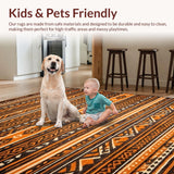 Ultra Soft Area Rug, Non Slip, Stain Resistant, Washable Area Rugs for Living Room, Bedroom, Chic Textured Retro Aesthetic(Orange)