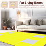 Ultra Soft Area Rug, Non Slip, Stain Resistant, Washable Area Rugs for Living Room, Bedroom, Warm Cozy Patchwork Feel(Yellow)