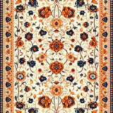 Ultra Soft Area Rug, Non Slip, Stain Resistant, Washable Area Rugs for Living Room, Bedroom, Vibrant Floral Bedroom High-Traffic Area Carpet(Ivory)