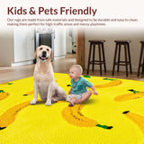 Ultra Soft Area Rug, Non Slip, Stain Resistant, Washable Area Rugs for Living Room, Bedroom, Joyful Cartoonish Fruit Theme(Yellow)