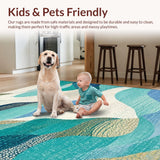 Ultra Soft Area Rug, Non Slip, Stain Resistant, Washable Area Rugs for Living Room, Bedroom, Coastal Wave Motif Runner Rug Nautical Shell Pattern Ocean Breeze Floor Decor(Blue)