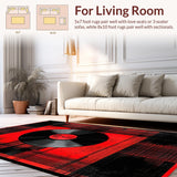 Ultra Soft Area Rug, Non Slip, Stain Resistant, Washable Area Rugs for Living Room, Bedroom, Chic Modernist Record Aesthetic(Black)