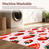 Ultra Soft Area Rug, Non Slip, Stain Resistant, Washable Area Rugs for Living Room, Bedroom, Sunny Vintage Fruit Arrangement(Pink)