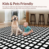 Ultra Soft Area Rug, Non Slip, Stain Resistant, Washable Area Rugs for Living Room, Bedroom, Elegant Monochrome Checkerboard Aesthetic(Black)