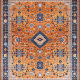Ultra Soft Area Rug, Non Slip, Stain Resistant, Washable Area Rugs for Living Room, Bedroom, Lively Colorful Ethnic Motif Design(Orange)