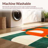 Ultra Soft Area Rug, Non Slip, Stain Resistant, Washable Area Rugs for Living Room, Bedroom, Luxurious Tiled Patterned Aesthetic(Orange)