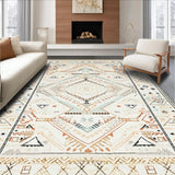 Ultra Soft Area Rug, Non Slip, Stain Resistant, Washable Area Rugs for Living Room, Bedroom, Trendy Vintage Symmetrical Elements(Beige)