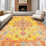 Ultra Soft Area Rug, Non Slip, Stain Resistant, Washable Area Rugs for Living Room, Bedroom, Whimsical Colorful Abstract Flourish(Yellow)