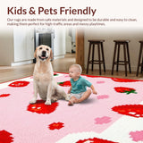 Ultra Soft Area Rug, Non Slip, Stain Resistant, Washable Area Rugs for Living Room, Bedroom, Whimsical Fruit-Themed Bath Decor(Red)