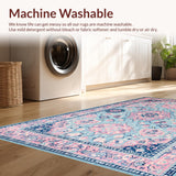 Ultra Soft Area Rug, Non Slip, Stain Resistant, Washable Area Rugs for Living Room, Bedroom, Charming Pastel Geometric Motif(Blue)