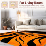 Ultra Soft Area Rug, Non Slip, Stain Resistant, Washable Area Rugs for Living Room, Bedroom, Wild Animal Print Chic Aesthetic(Orange)